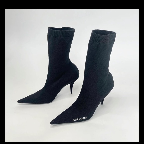 Balenciaga Logo black knit ankle boots - Picture 7 of 10